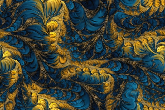 Un fondo abstracto con remolinos de colores azul y amarillo IA generativa