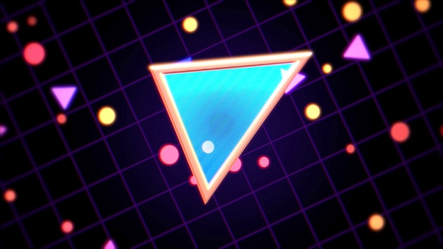 Fondo abstracto retro triángulo azul con ruido y distorsión. Ilustración 3D de estilo elegante y lujoso de los años 80, 90