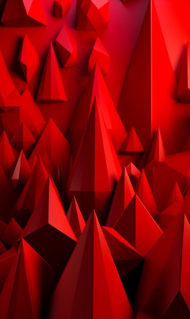 Un fondo abstracto rojo con muchas formas triangulares