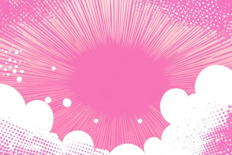 Fondo abstracto rosado dinámico con puntos de medio tono y pinceladas grunge
