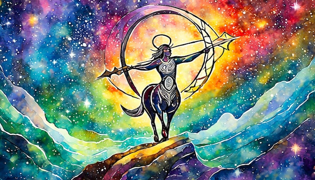 fondo abstracto sagitario zodiaco arquero centauro fondo colorido