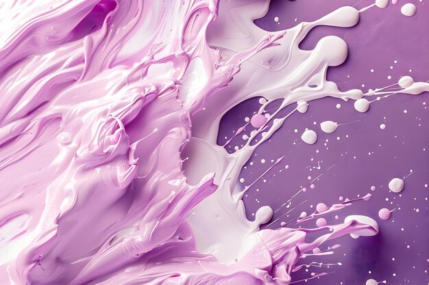Fondo abstracto con salpicaduras de pintura púrpura y blanca