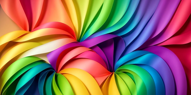 Fondo abstracto de seda de colores entrelazados o cintas de papel Ilustración colorida IA generativa