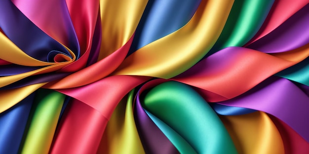 Fondo abstracto de seda de colores entrelazados o cintas de papel Ilustración colorida IA generativa