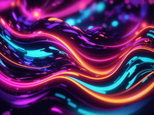 Fondo abstracto de sinfonía de alta tecnología de neón con ondas vibrantes para vibraciones futuristas