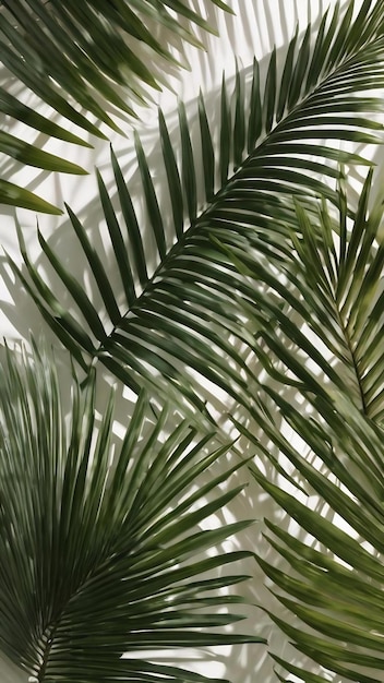 Foto el fondo abstracto de las sombras de las hojas de palma en una pared blanca