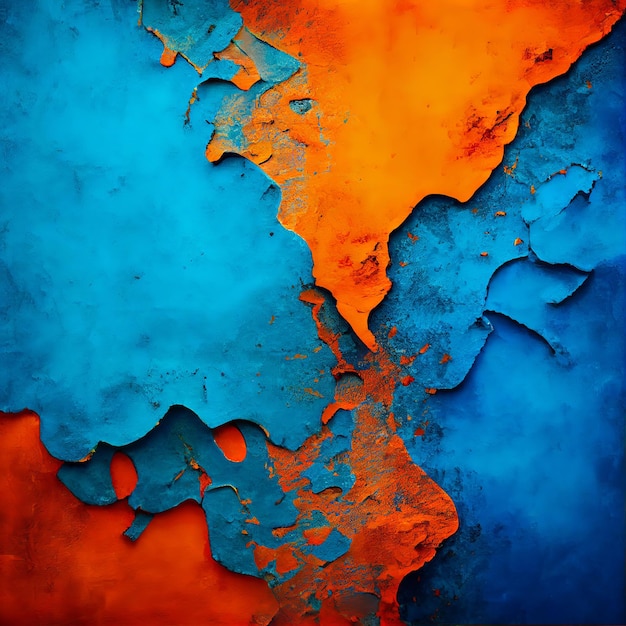 Fondo abstracto de superficie de decoración de yeso veneciano naranja y azul