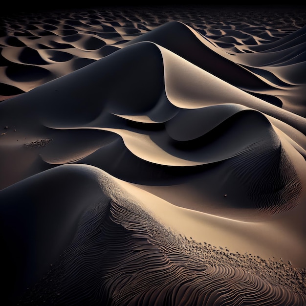 Fondo abstracto de la superficie de las dunas de arena del desierto marrón y negro