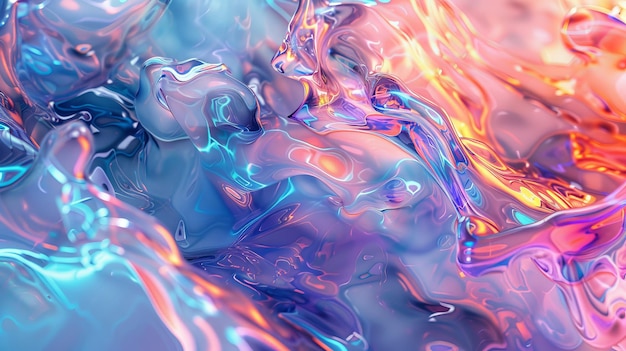 Un fondo abstracto con una superposición cáustica colorida en 3D