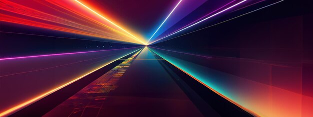 Fondo abstracto de tecnología futurista con líneas para red big data servidor de centro de datos velocidad de internet Luces de neón abstractas en túnel de tecnología digital IA generativa