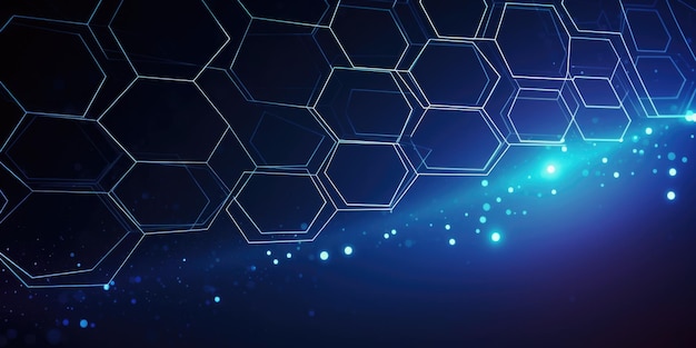 Fondo abstracto de tecnología hexagonal azul AI generativa AIG21