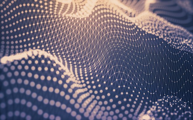 Fondo abstracto. Tecnología de moléculas con formas poligonales, conectando puntos y líneas. Estructura de conexión. Visualización de big data.