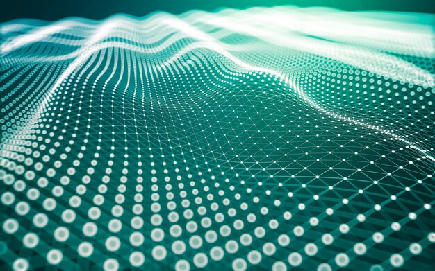 Fondo abstracto. Tecnología de moléculas con formas poligonales, conectando puntos y líneas. Estructura de conexión. Visualización de big data.
