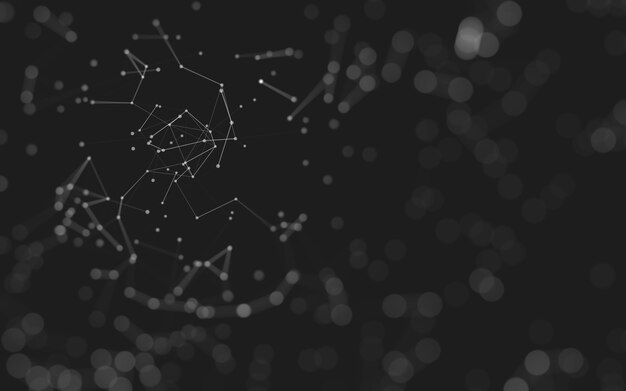 Fondo abstracto. Tecnología de moléculas con formas poligonales, conectando puntos y líneas. Estructura de conexión. Visualización de big data.