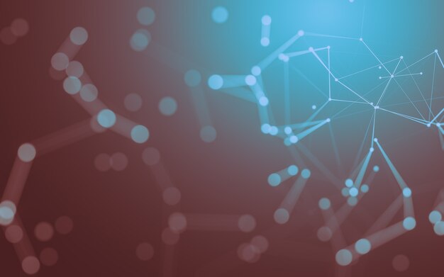 Fondo abstracto. Tecnología de moléculas con formas poligonales, conectando puntos y líneas. Estructura de conexión. Visualización de big data.