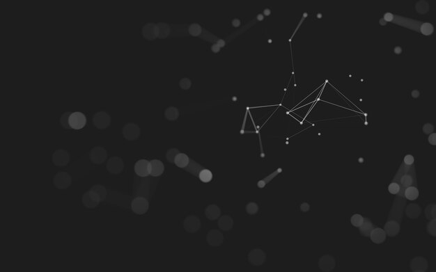 Fondo abstracto. Tecnología de moléculas con formas poligonales, conectando puntos y líneas. Estructura de conexión. Visualización de big data.
