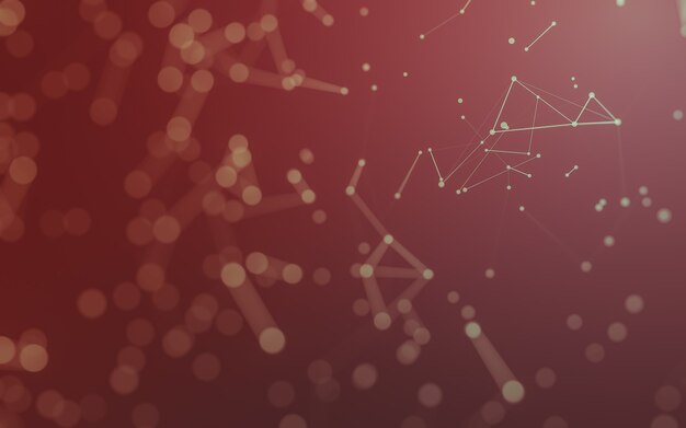 Fondo abstracto. Tecnología de moléculas con formas poligonales, conectando puntos y líneas. Estructura de conexión. Visualización de big data.