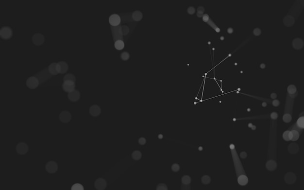 Fondo abstracto. Tecnología de moléculas con formas poligonales, conectando puntos y líneas. Estructura de conexión. Visualización de big data.