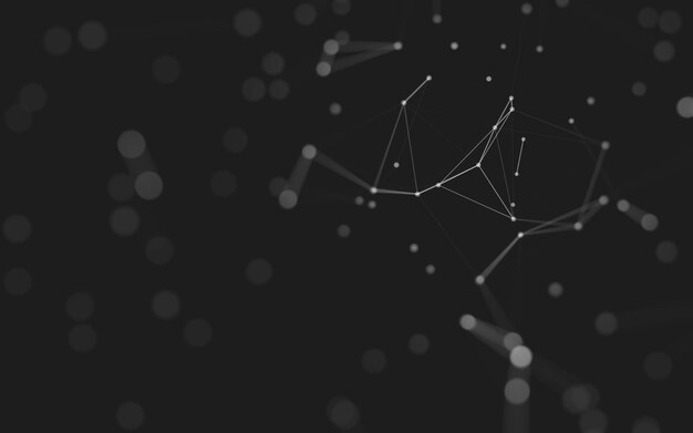 Fondo abstracto. Tecnología de moléculas con formas poligonales, conectando puntos y líneas. Estructura de conexión. Visualización de big data.