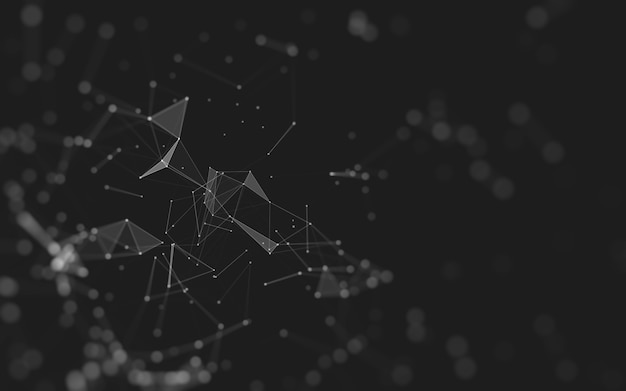 Fondo abstracto. Tecnología de moléculas con formas poligonales, conectando puntos y líneas. Estructura de conexión. Visualización de big data.