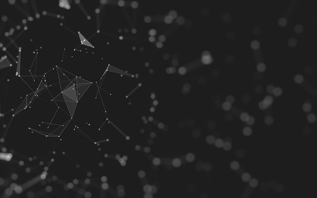 Fondo abstracto. Tecnología de moléculas con formas poligonales, conectando puntos y líneas. Estructura de conexión. Visualización de big data.