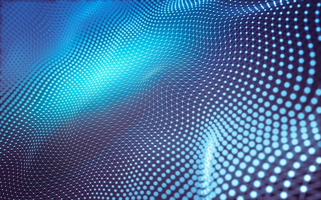 Fondo abstracto. Tecnología de moléculas con formas poligonales, conectando puntos y líneas. Estructura de conexión. Visualización de big data.