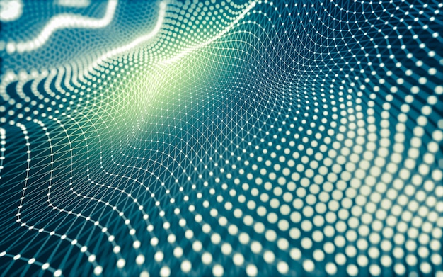 Fondo abstracto. Tecnología de moléculas con formas poligonales, conectando puntos y líneas. Estructura de conexión. Visualización de big data.