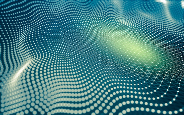 Fondo abstracto. Tecnología de moléculas con formas poligonales, conectando puntos y líneas. Estructura de conexión. Visualización de big data.