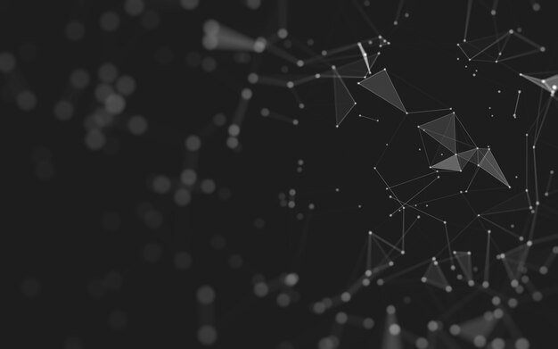 Fondo abstracto. Tecnología de moléculas con formas poligonales, conectando puntos y líneas. Estructura de conexión. Visualización de big data.