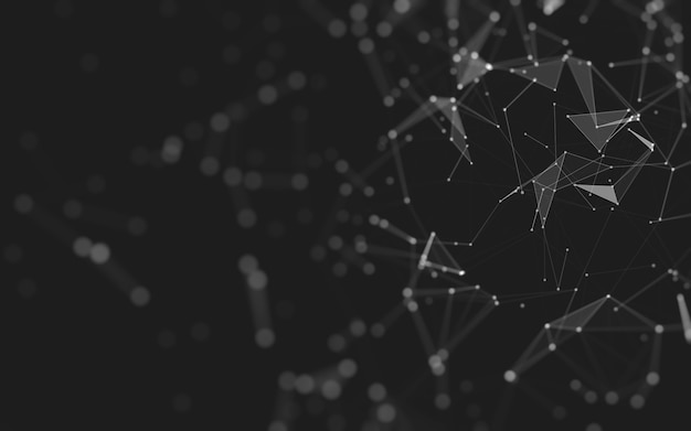Fondo abstracto. Tecnología de moléculas con formas poligonales, conectando puntos y líneas. Estructura de conexión. Visualización de big data.