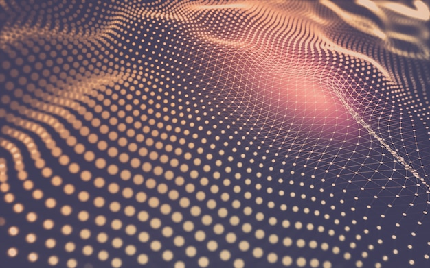 Fondo abstracto. Tecnología de moléculas con formas poligonales, conectando puntos y líneas.