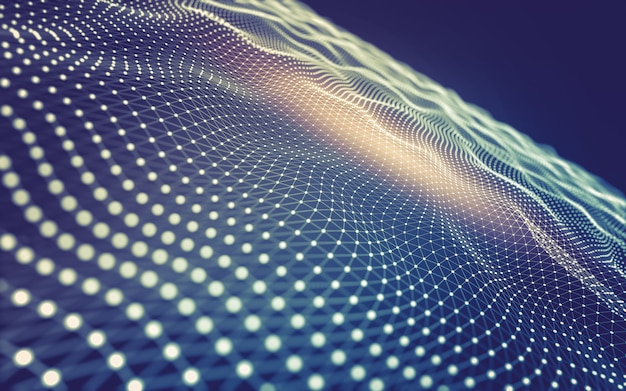 Fondo abstracto. Tecnología de moléculas con formas poligonales, conectando puntos y líneas.