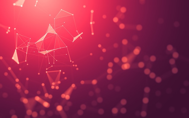 Fondo abstracto. Tecnología de moléculas con formas poligonales, conectando puntos y líneas.