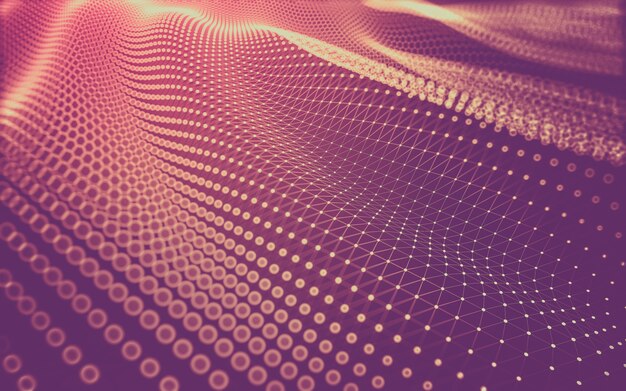 Fondo abstracto. Tecnología de moléculas con formas poligonales, puntos y líneas de conexión