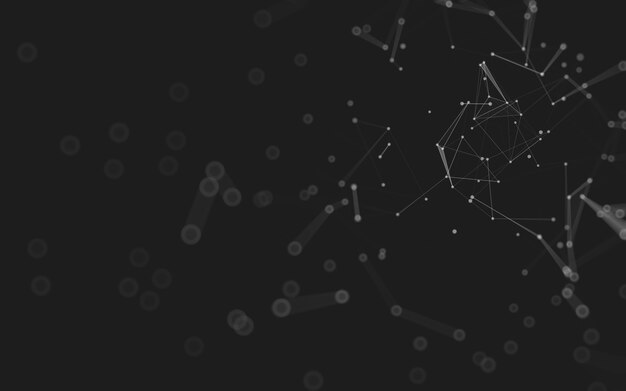 Fondo abstracto. Tecnología de moléculas con formas poligonales, puntos y líneas de conexión