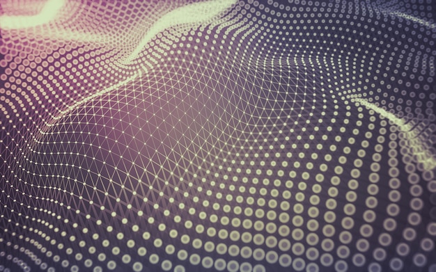Fondo abstracto. Tecnología de moléculas con formas poligonales, puntos y líneas de conexión