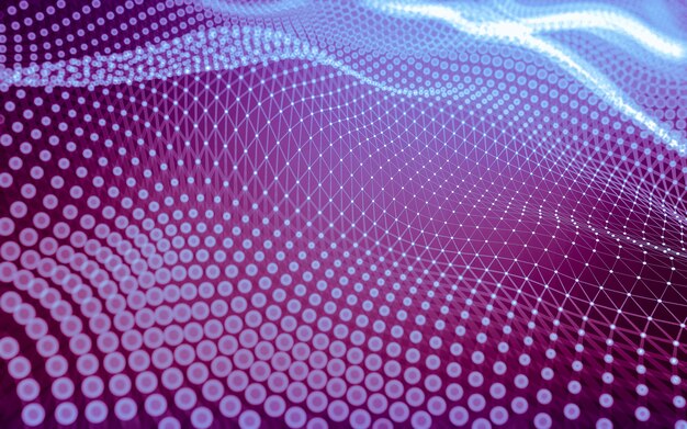 Fondo abstracto. Tecnología de moléculas con formas poligonales, puntos y líneas de conexión