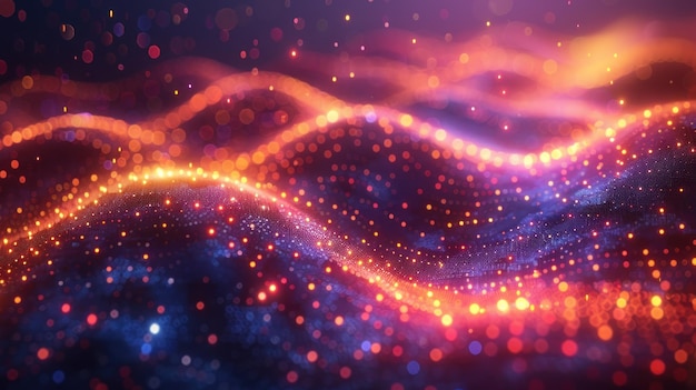 Fondo abstracto de tecnología Punto de línea digital y bokeh colorido