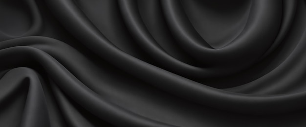 Fondo abstracto de tela negra arrugada Tela con pliegues Ilustración oscura IA generativa