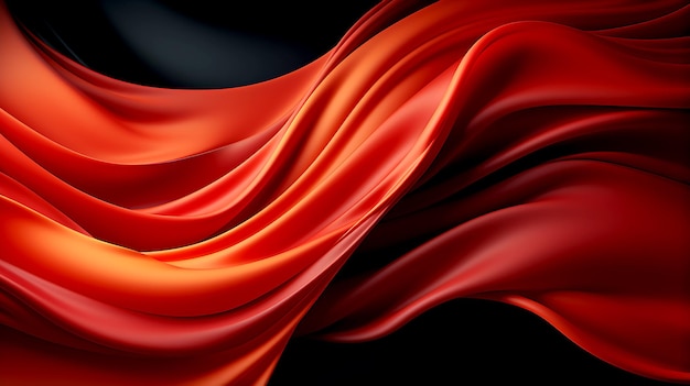 Fondo abstracto con tela de seda degradada negra y roja con ondas 3D