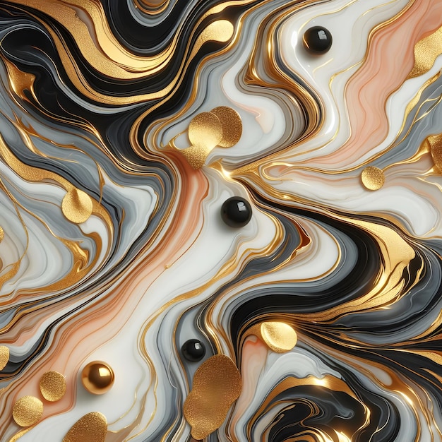 Fondo abstracto con textura de mármol dorado y negro ilustración 3D