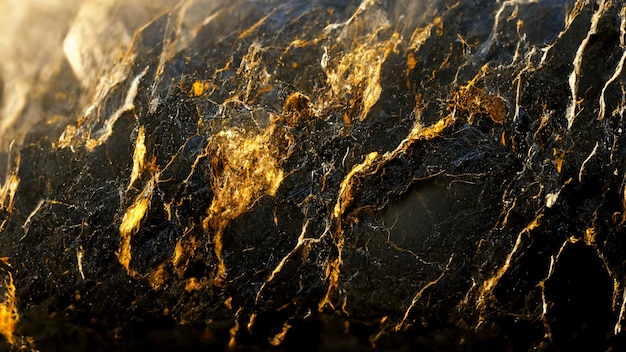 Fondo abstracto con textura de piedra negra y dorada