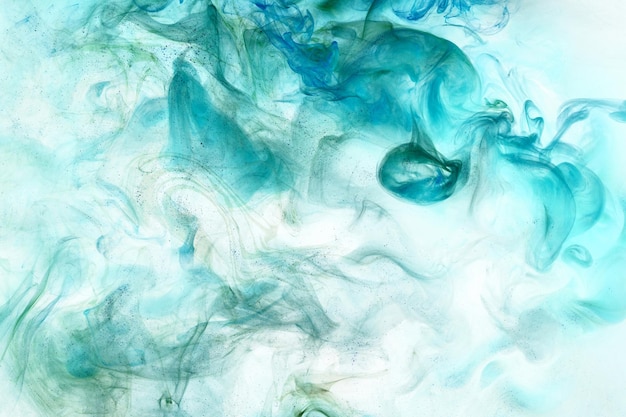 Fondo abstracto de tinta verde esmeralda Fondo de pintura acrílica para perfume hookah cosméticos Misteriosas nubes de humo niebla colorida