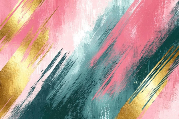 Fondo abstracto con trazos de pintura rosa y dorada