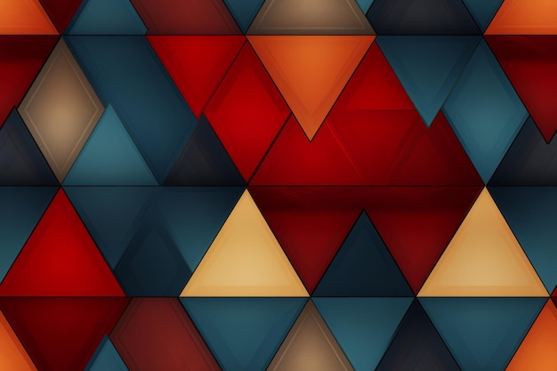 un fondo abstracto con triángulos en rojo, azul y naranja