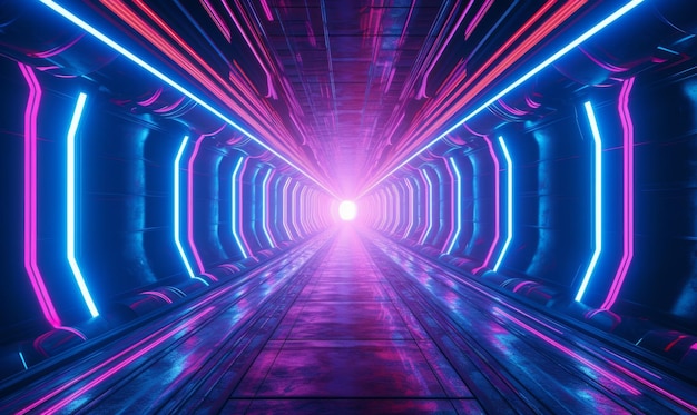 Fondo abstracto de túnel de neón rosa y azul