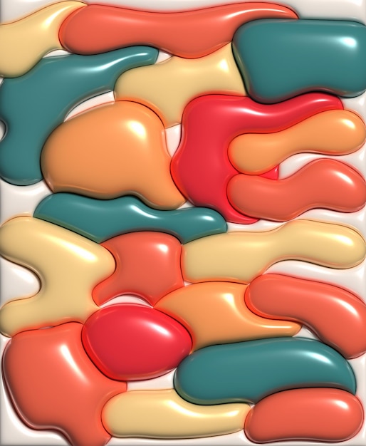 Fondo abstracto con varias figuras infladas Ilustración de representación 3D