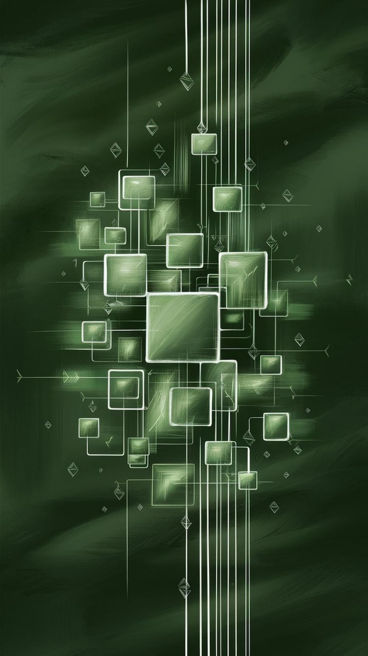 Foto un fondo abstracto verde con un fondo verde con muchos cuadrados y un cuadrado verde