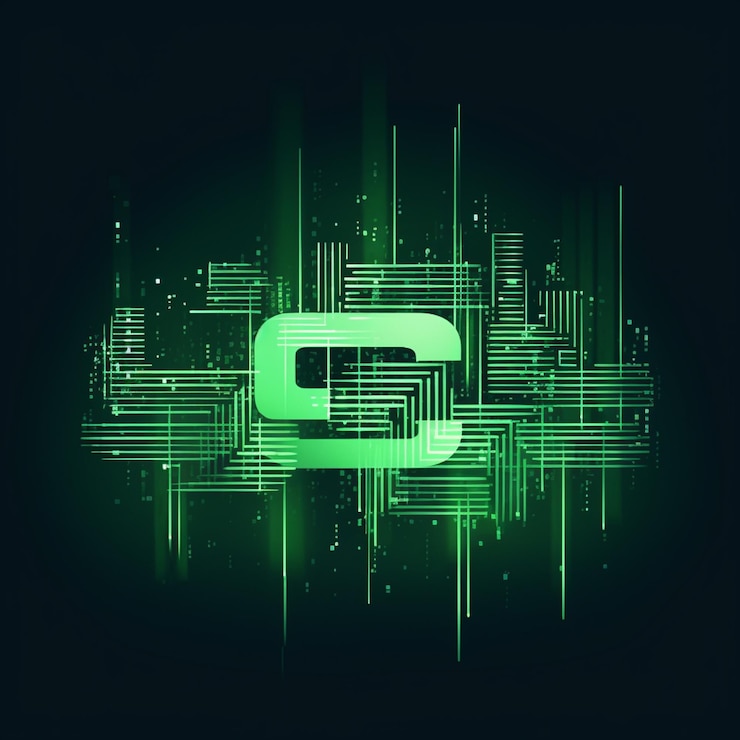Foto un fondo abstracto verde con una letra c en él generativo ai
