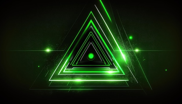 Fondo abstracto verde con líneas brillantes ai generativo